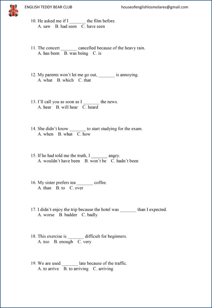 ejercicios de gramática para el Aptis General - cursoaptisonline.es