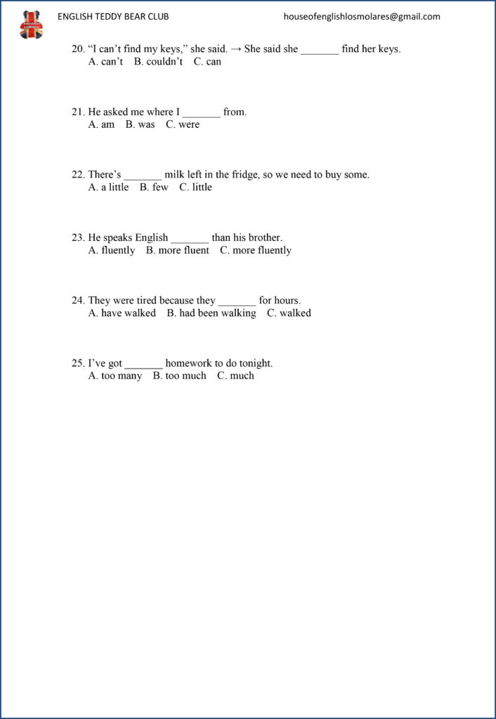 ejercicios de gramática para el Aptis General - cursoaptisonline.es