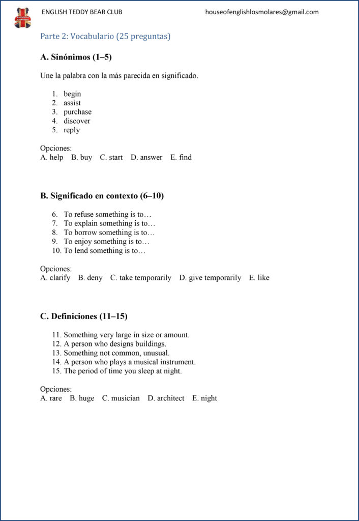 ejercicios de vocabulario para el Aptis General - cursoaptisonline.es
