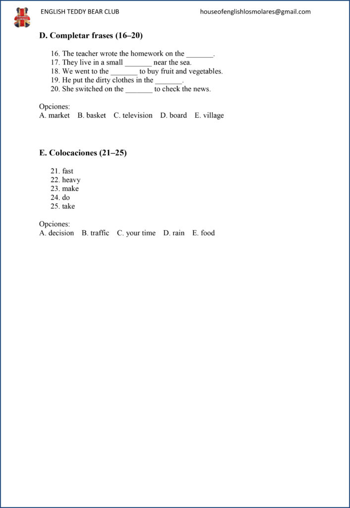 ejercicios de vocabulario para el Aptis General - cursoaptisonline.es